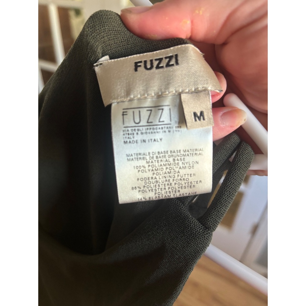 Fuzzi Olive Green Stretch Mesh Maxi Dress Made in Italy Womens Medium Slip Dress - Picture 6 of 6